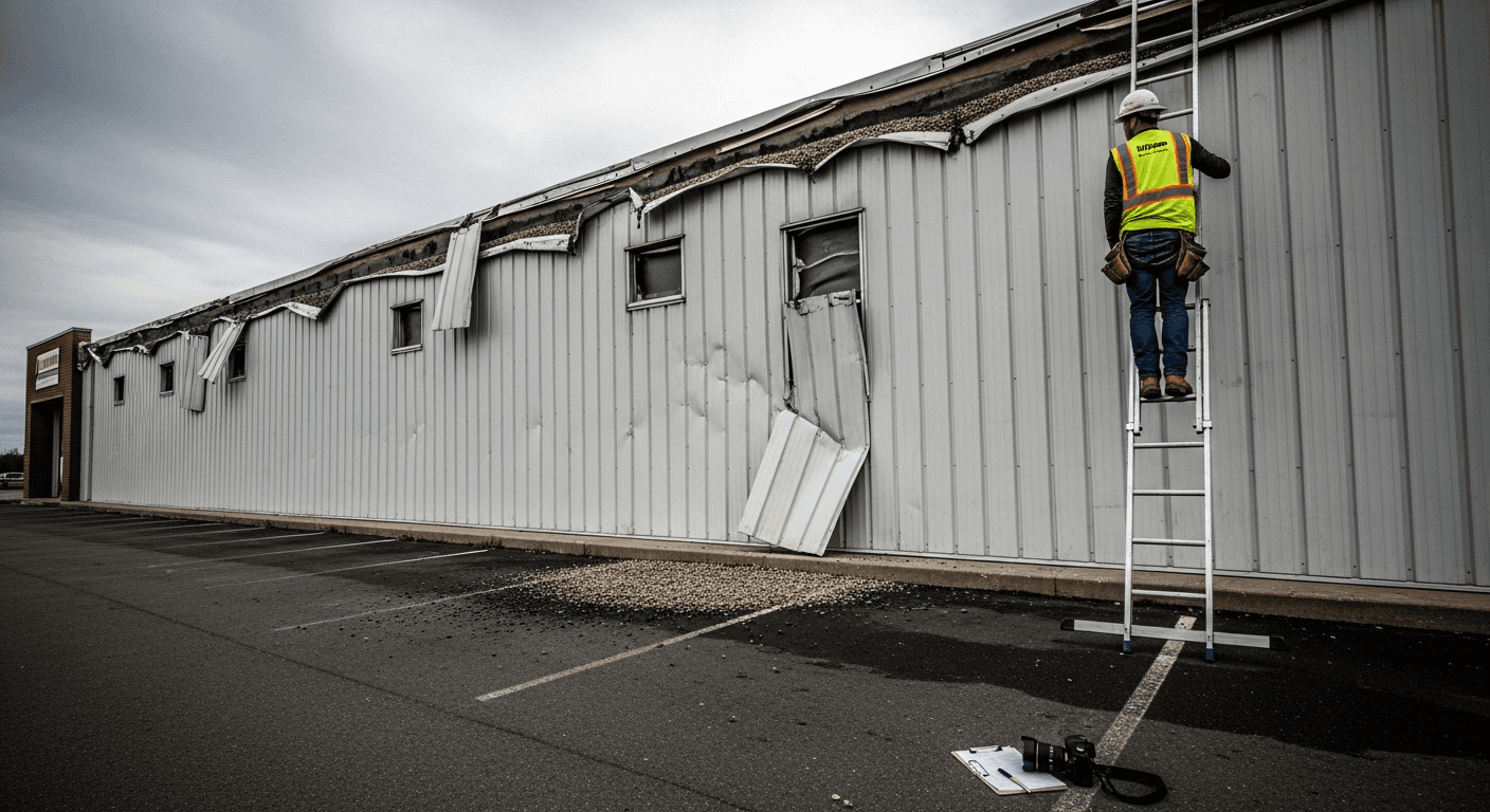 Commercial building roofing project